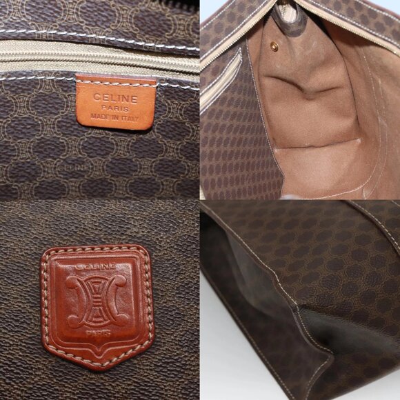 CELINE Macadam Canvas Tote Bag PVC Leather Brown Gold Auth - Picture 16 of 16